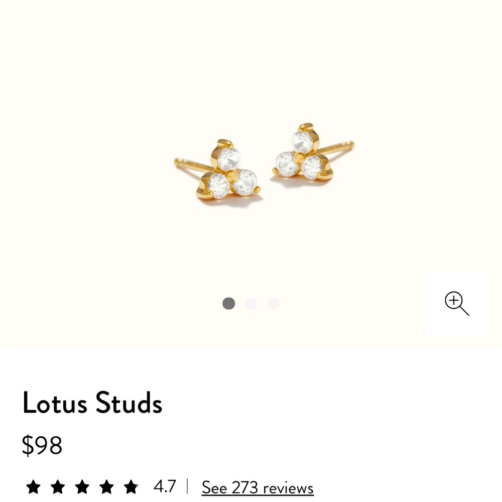 Mejuri lotus studs 18k gold vermeil white sapphire